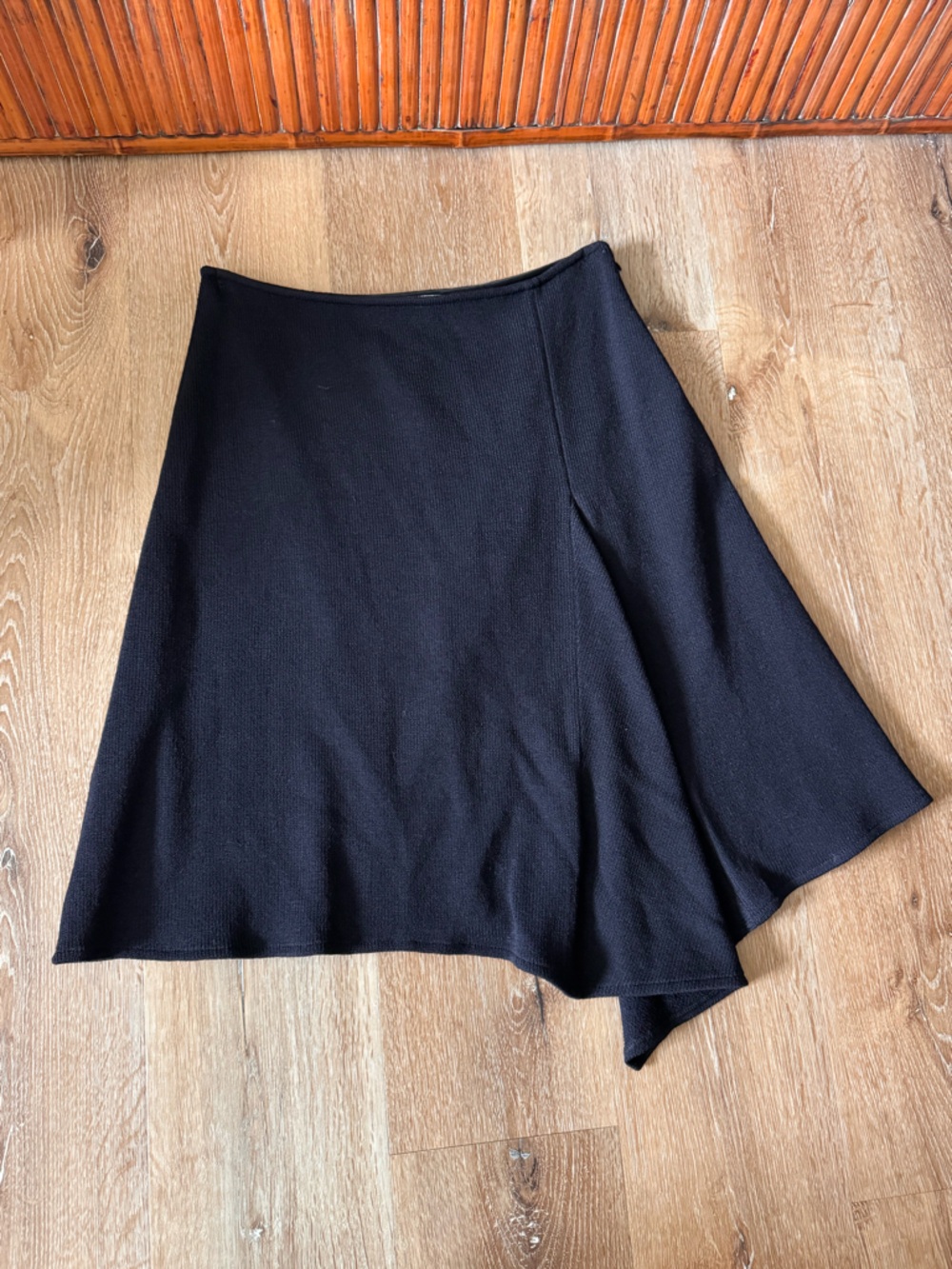 St. John Black Knit Asymmetrical Skirt‎ Size 6